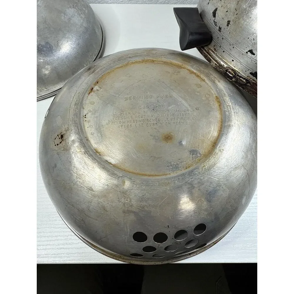 Vintage West Bend Serving Oven Aluminum 3-Piece Bun Warmer Vegetable Steamer
